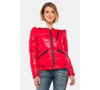 Winterjacke CIPO & BAXX "Winterjacke mit Kunstfellkragen", Damen, Gr. XL, rot, Stoff, 100% Polyamid, unifarben, regular fit normal, Jacken Winterjacke, mit Kunstfellkragen, WM108 (24709949-XL) rot