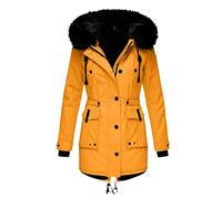 Winterjacke Damen Lang mit Fell Kapuze Warme Kunstpelz Gefüttert Winter Jacke Mantel Parka Wintermantel Dicker Winterparka Daunenjacke Trenchcoat Pelzmantel Große Größen Baumwolljacke Damenjacken