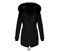 Winterjacke Damen Lang mit Fell Kapuze Warme Kunstpelz Gefüttert Winter Jacke Mantel Parka Wintermantel Dicker Winterparka Daunenjacke Trenchcoat Pelzmantel Große Größen Baumwolljacke Damenjacken