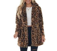 Winterjacke Damen Lang Plüschjacke Damen Leopardenmuster Teddyjacke Lang Kuscheljacke Fleecejacke Frauen Winter Warm Outdoor Coat S-Xxl XL Brown