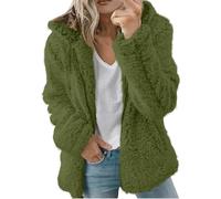 Winterjacke Damen Lang Softshellmantel Damen Blazer Elegant Frauen Einfarbig Warme Dick Flauschig PlüSchjacke Mit Kapuze Herbst Winter Langarm Elegant Teddyfleece Kapuzemantel Pailletten Jacke