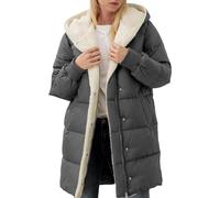 Winterjacke Damen Lang Warm Gefüttert, Winter Warm Wintermantel Parka Jacke Gefütterter Winterparka Mantel Fleecejacke Outdoor Kapuzenjacke Kapuzenmantel Reißverschluss Fleecemantel Outwear