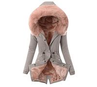 Winterjacke Damen Lang Warm GefüTtert - Wintermantel Damen Mit Fell Winterparka Outdoor Parka Damen üBergangsjacke GroßE GrößEn Fleecejacke Mit Kapuze Steppjacke Frauen Wanderjacke