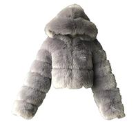 Winterjacke Damen Schwarz Kurz: Wintermantel Damen Elegant Warm Pelzjacke Langarm Kunstfelljacke Kurze Kunstpelz Jacke Felljacke Kunstfell-Jacke Fellmantel Winter Uebergangsjacke Pelz-Fell-Jacken