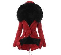 Winterjacke Damen Warm,Damen Wintermantel Winter Warm Steppmantel Wasserdicht Lang Winterjacke Mit Abnehmbarer Kunstpelzkragen,Damen Winter Jacke,Winter Jacke Damen Große Größen,F Red,Xxl