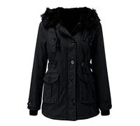 Winterjacke Damen Wasserdicht Damen-Jacke in Übergröße, warme Mäntel, Jacke, Outwear, mit Kunstpelz gefütterter Trench, Winter, mit Kapuze, dicker, warmer Mantel