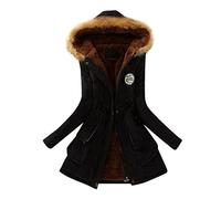 Winterjacke Damen Winterparka Gefüttert Winterjacke Wintermantal Damenmantel Plüschjacke Plüsch Parka Jacke Plüschmantel Kapuzenjacke Fleecejacke Übergangsjacke Damenjacke
