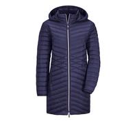 Winterjacke GOLDNER "Kurzgröße Gefütterter langer Mantel mit Kapuze", Damen, Gr. 25, blau (marine), Obermaterial: 100% Polyamid PA., Modisch, gerade, Jacken Winterjacke, mit femininer Steppung (220681