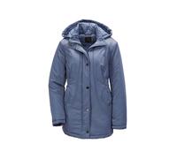 Winterjacke GOLDNER "Kurzgröße Jacke mit Kapuze in dezenter Crashstruktur", Damen, Gr. 21, blau (rauchblau), Obermaterial: 55% Polyester PES. 45% Polyamid PA., figurumspielend, weit Sonstiges, Jacken 