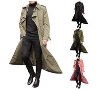 Winterjacke Herren Daunenjacke mit Kapuze Warm Jacke Leichte Vintage Trenchcoat Herren Lange Slim Fit Mantel Herren Trenchcoat Long Slim Fit Zweireihiger Long Trenchcoat Lässige Revers Trenchcoat
