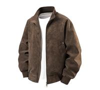 Winterjacke Herren Elegant,Lockere Lederjacke mit Stehkragen für Herren