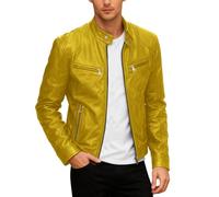 Winterjacke Herren Kurz,LederMotorradjacke mit Stehkragen im PunkStil Oberbekleidungsmantel für den lässigen Alltag und zum Reiten