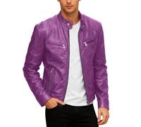 Winterjacke Herren Kurz,LederMotorradjacke mit Stehkragen im PunkStil Oberbekleidungsmantel für den lässigen Alltag und zum Reiten