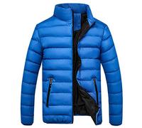 Winterjacke Herren Steppjacke ohne Kapuze Winddichte Jacke Übergangsjacke Herrenjacke Männer Warm Sweatjacke Daunenjacken Windjacke Steppjacken für Herren Outdoorjacke Sportjacke Blau M