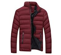 Winterjacke Herren Steppjacke ohne Kapuze Winddichte Jacke Übergangsjacke Herrenjacke Männer Warm Sweatjacke Daunenjacken Windjacke Steppjacken für Herren Outdoorjacke Sportjacke Rot 4XL