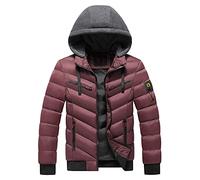 Winterjacke Herren Steppjacke Winddichte Jacke Kapuze Herrenjacke Übergangsjacke Männer Warm Outdoorjacke Steppjacken Windjacke Daunenjacken für Herren Sportjacke Outdoorjacke Rot XL