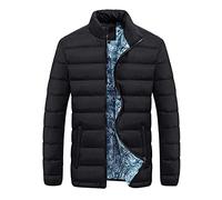 Winterjacke Herren Steppjacke Winddichte Jacke ohne Kapuze Herrenjacke Übergangsjacke Männer Warm Outdoorjacke Daunenjacken Windjacke Steppjacken für Herren Sportjacke Outdoorjacke Schwarz 3XL