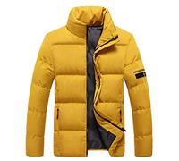 Winterjacke Herren Steppjacke Winddichte Jacke ohne Kapuze Übergangsjacke Herrenjacke Männer Warm Sweatjacke Daunenjacken Windjacke Daunenjacken für Herren Outdoorjacke Sportjacke Gelb M