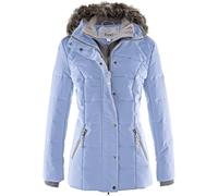Winterjacke BONPRIX "Winterjacke in 2-in1 Optik", Damen, Gr. 38, blau (perlblau), Web, Obermaterial: 100% Polyester. Futter: 100% Polyester. Kapuzenfutter: 100% Polyester, unifarben, slim fit Po-bedec