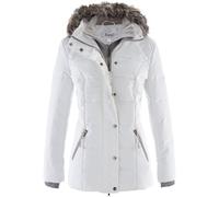 Winterjacke BONPRIX "Winterjacke in 2-in1 Optik", Damen, Gr. 50, weiß (wollweiß), Web, Obermaterial: 100% Polyester. Futter: 100% Polyester. Kapuzenfutter: 100% Polyester, unifarben, slim fit Po-bedec