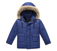 Winterjacke Jungen mädchen mit Kapuze Blouson Jacken Steppjacke übergangsjacke Kinder Kapuzenparka Warm mäntel Wintermantel,02 Marine,150