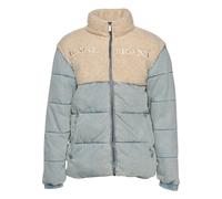 Winterjacke KARL KANI "Karl Kani Herren KM234-036-1 KK Retro Denim Teddy Puffer Jacket", Damen, Gr. M, light dirty blau, cream, 100% Baumwolle, mehrfarbig, normal, hoch geschlossener Ausschnitt, Jacke