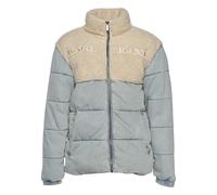Winterjacke KARL KANI "Karl Kani Herren KM234-036-1 KK Retro Denim Teddy Puffer Jacket", Damen, Gr. XXS, beige (light dirty blau, cream), 100% Baumwolle, mehrfarbig, normal, hoch geschlossener Ausschn