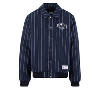 Winterjacke KARL KANI "Karl Kani Kani Pinstripes Wool Jacket", Herren, Gr. XL, dunkelblau, sanftes weiß, 95% Polyester, 5% Wolle, gestreift, normal, amerikanischer Ausschnitt, Jacken (55101130-XL) dun