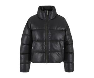 Winterjacke KARL KANI "Karl Kani Karl Kani Serif Crop PU Puffer Jacket", Damen, Gr. S, schwarz, 100% Polyurethan, unifarben, normal, amerikanischer Ausschnitt, Jacken Winterjacke (11145200-S) schwarz