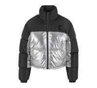Winterjacke KARL KANI "Karl Kani KK Og Metallic Block Crop Puffer Jacket metallic", Damen, Gr. M, silber, 100% Polyamid, mehrfarbig, normal, amerikanischer Ausschnitt, Jacken Winterjacke (64380563-M) 