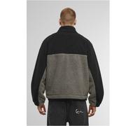 Winterjacke KARL KANI "Karl Kani Signature Rubber Patch Teddy Zip Jacket", Herren, Gr. S, schwarz, anthrazit, 100% Polyester, mehrfarbig, normal, amerikanischer Ausschnitt, Jacken Winterjacke (2227422