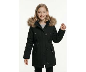 Winterjacke KIDS ONLY "KOGIRIS FUR PARKA OTW", Mädchen, Gr. 134, schwarz, Web, Obermaterial: 100% Polyester, unifarben, bequem Po-bedeckend, abgesteppte Kante mit Windstopper, Jacken Winterjacke, mit