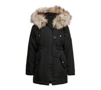 Winterjacke KIDS ONLY "KOGIRIS FUR PARKA OTW", Mädchen, Gr. 140, schwarz, Web, Obermaterial: 100% Polyester, unifarben, bequem Po-bedeckend, abgesteppte Kante mit Windstopper, Jacken Winterjacke, mit