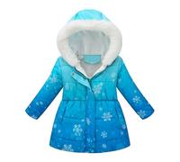 Winterjacke Mädchen Wintermantel mit Kellkapuze Winddicht Kälteschutz Warm Lang Mantel Kinder Parka Outdoor, Liebe Stern Schneeflocke Gradient Einfarbig Niedliche Muster Steppjacke 2-9 Jahre