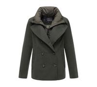 MARIKOO Damen Winterjacke (S-3XL) - Kabanjacke mit 4 Taschen, hochstehender und gefütterter Kragen (abnehmbar), Warme Jacke Frauen - N044 (S, DOlive)