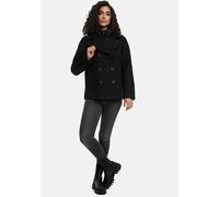 MARIKOO Damen Winterjacke (S-3XL) - Kabanjacke mit 4 Taschen, hochstehender und gefütterter Kragen (abnehmbar), Warme Jacke Frauen - N044 (XXL, Schwarz)