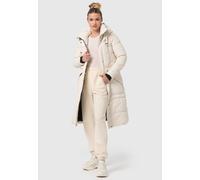 MARIKOO Damen Winterjacke lange Stepp Winter Jacke warm gesteppt B948 [B948-Ayum-Creme-Gr.XL]