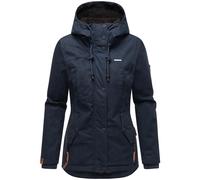 Kurzer Baumwoll-Wintermantel mit Kapuze "Bikoo" Navy with black fur S