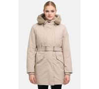 Winterjacke MARIKOO "Calistaa", Damen, Gr. M, beige (light taupe), Obermaterial: 55% Nylon, 45% Baumwolle, Jacken Winterjacke, Warmer Damen Wintermantel mit Taillengürtel und hohem Kragen (35383960-M)