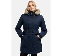 Winterjacke MARIKOO "Calistaa", Damen, Gr. XL, blau (navy), Obermaterial: 55% Nylon, 45% Baumwolle, Jacken Winterjacke, Warmer Damen Wintermantel mit Taillengürtel und hohem Kragen (48522854-XL) navy