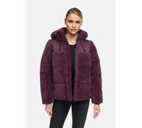 MARIKOO Damen Winterjacke (XS-XXL) - hochstehender und gefütterter Kragen, 4 Taschen, große Kapuze, Teddy-Puffer-Jacke, Warme Jacke Frauen - N030 (M, Aubergine)