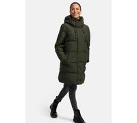 MARIKOO Damen Winterjacke (XS-6XL) - Wasserabweisend, teils mit Fleece, hochstehender Kragen, Steppjacke mit Kapuze, Warme Jacke Frauen - N008 (4XL, DOlive)