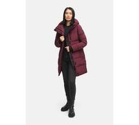 MARIKOO Damen Winterjacke (XS-6XL) - Wasserabweisend, teils mit Fleece, hochstehender Kragen, Steppjacke mit Kapuze, Warme Jacke Frauen - N008 (M, Wine)