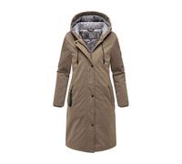 MARIKOO Damen Winterjacke (S-3XL) - Wind- und Wasserabweisend, 4 Taschen, gefütterter Kragen (abnehmbar), große Kapuze, Warme Jacke Frauen - N035 (L, St-Brown)