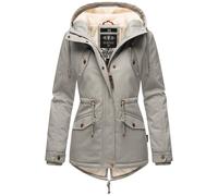 Winterjacke MARIKOO "Manolya" Gr. M (38), grau (hellgrau) Damen Jacken Lange stylischer Kurzmantel mit weichem Teddyfell-Futter (48277859-M)