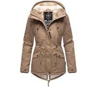 MARIKOO Damen warme Winterjacke mit kuscheliger verstellbarer Kapuze Manolya Taupe Gr. M