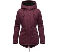 Weicher Baumwoll-Kurzmantel mit Kapuze "Manolya" Wine with black fur S