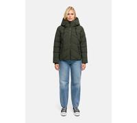 Winterjacke MARIKOO "Naanda", Damen, Gr. M, schwarz olive, Obermaterial: 100% Polyester, Jacken Winterjacke, Steppjacke mit diagonaler Steppung, Kapuze, hohem Kragen (63428107-M) schwarz olive