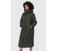 MARIKOO Damen Winterjacke Steppmantel lang gesteppter Mantel Winter Parka Jacke warm B985 [B985-Nadeshik-D-Olive-Gr.XL]