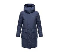 MARIKOO Damen Winterjacke (S-3XL) - zum Teil mit Magnetverschluss, länger geschnitten, große Kapuze, Warme Jacke Frauen - N023 (S, Bright-Navy)